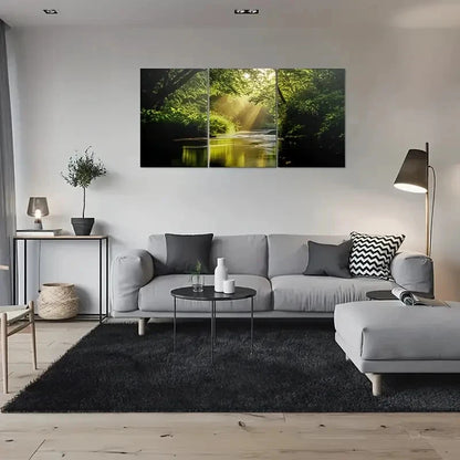 3pcs Sunlit Forest Nature Inspired Metal Print Ready to Hang Art