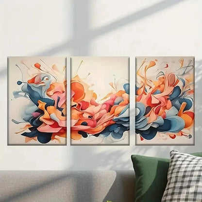 3pcs Abstract Orange and Blue painting Wall Art Set Canvas Framed 40x60cm - High Quality Print 100% Australian Made Wall Canvas Ready to Hang
