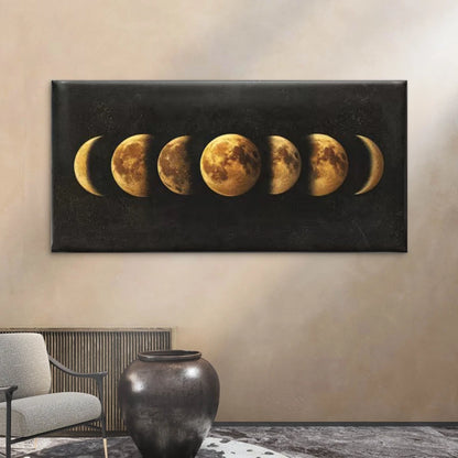 Celestial Lunar Cycle Chart Wall Art Canvas Office Home Room Framed 120x60cm