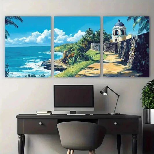 3pcs Tropical Décor Modern Caribbean Perfect Wall Art Set Canvas Framed 40x60cm - High Quality Print 100% Australian Made Wall Canvas Ready to Hang