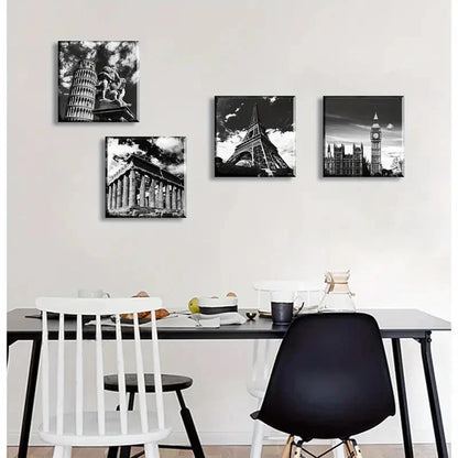 4pcs Leaning Tower Of Pisa Wall Art Canvas Framed