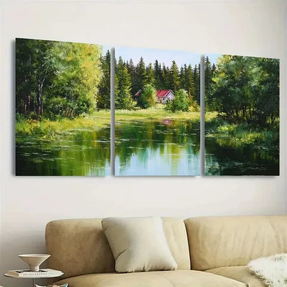 3pcs Shogvik Lake Wall Art Set Canvas Unframed - High Quality Print 100% Australian Made Wall Canvas