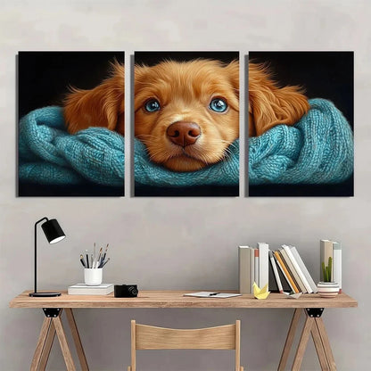 3pcs Adorable Golden Retriever Metal Print Ready to Hang Art
