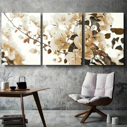 3pcs Neutral Minimalist Blossom Branch Metal Print Ready to Hang Art