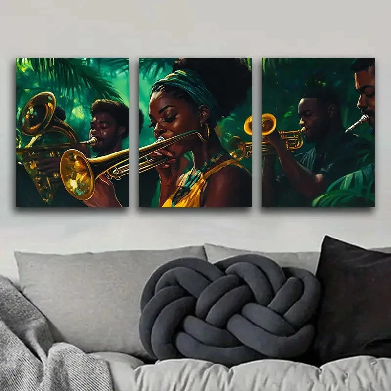 3pcs A Group of Black Jazz Musicians Metal Print Ready to Hang Art