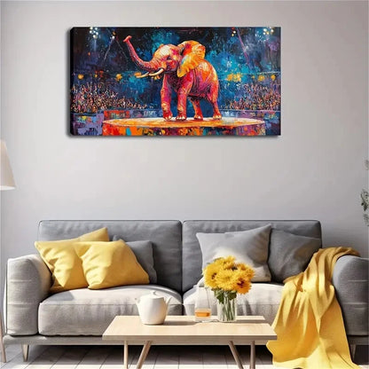 Elephant on Stage with Audience Wall Art Canvas Office Home Room Framed 120x60cm