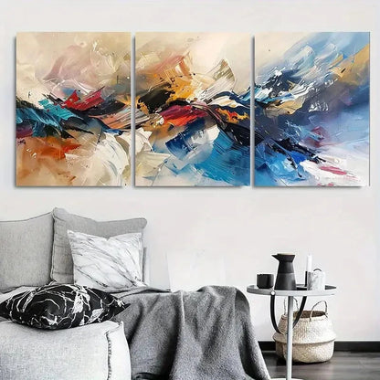 3pcs Abstract Vibrant Colorful Modern Metal Print Ready to Hang Art