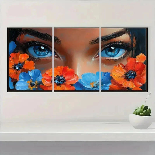 3pcs Dreamy Girl Beautiful Face Natural Perfect Wall Art Set Canvas Framed 40x60cm - High Quality Print 100% Australian Made Wall Canvas Ready to Hang