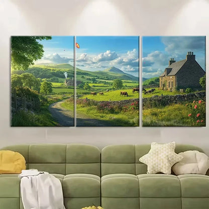 3pcs realist depiction of the Scottish Borders Metal Print Ready to Hang Art