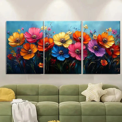 3pcs Vibrant Summer Floral Deco Perfect Wall Art Set Canvas Framed 40x60cm - High Quality Print 100% Australian Made Wall Canvas Ready to Hang