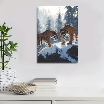 Wildlife Scene with Cinematic Lighting Painting 40x60cm Metal Print Ready to Hang