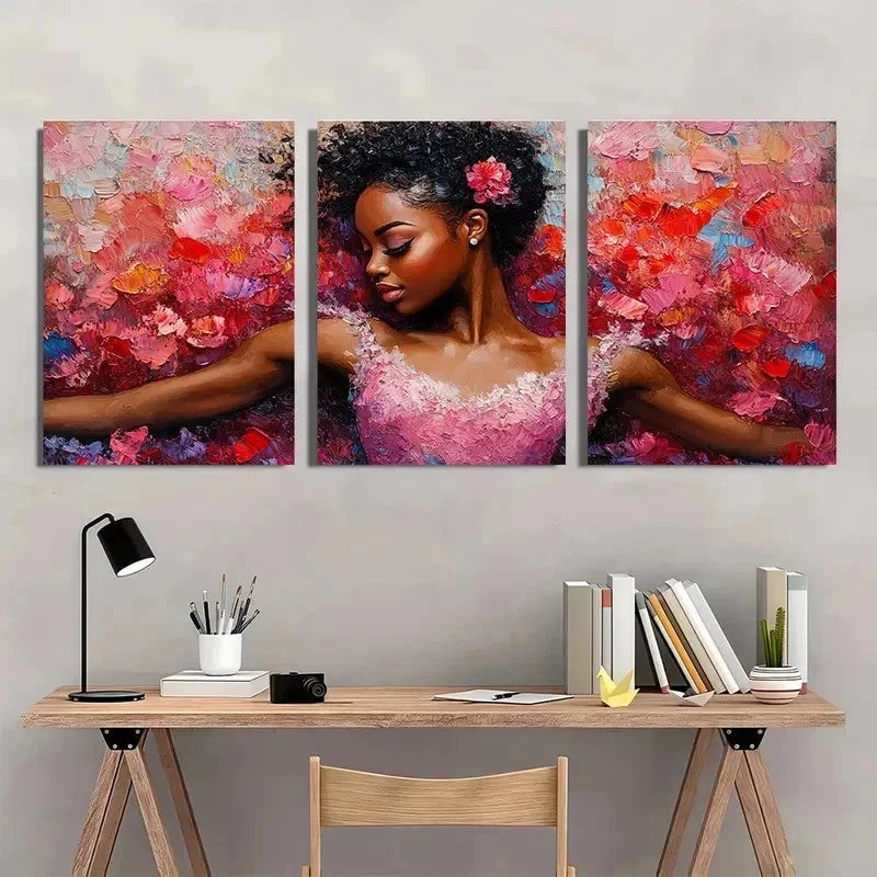 3pcs Ballerina Art Ballet Dancer Perfect Wall Art Set Canvas Framed 40x60cm - High Quality Print 100% Australian Made Wall Canvas Ready to Hang