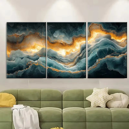 3pcs Ethereal Marble Caves Patagonia Chile Wall Art Set Canvas Framed 40x60cm - High Quality Print 100% Australian Made Wall Canvas Ready to Hang