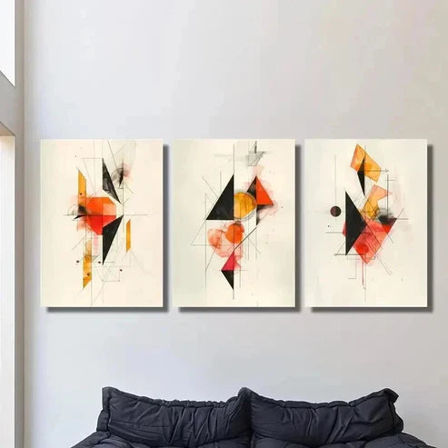 3pcs Retro Abstract Geometric Shapes Wall Art Canvas Unframed – High Quality Print 100% Australian Made Wall Canvas
