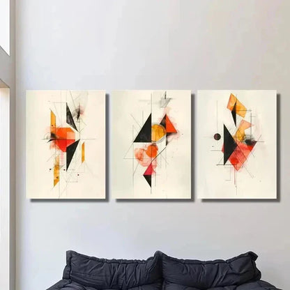 3pcs Retro Abstract Geometric Shapes Wall Art Canvas Unframed – High Quality Print 100% Australian Made Wall Canvas