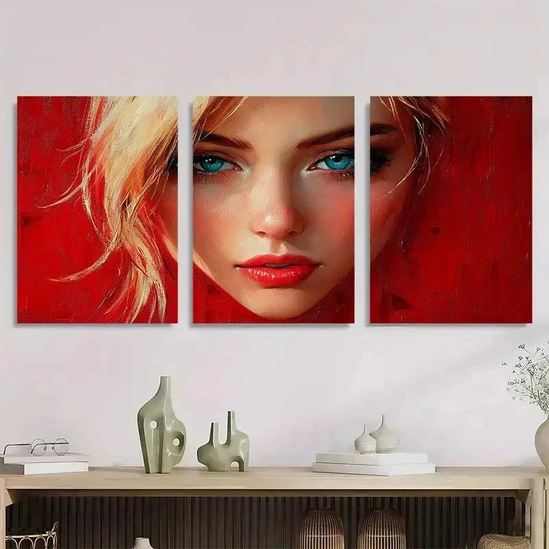 3pcs Sleek Presentation Abstract Red Perfect Wall Art Set Canvas Framed 40x60cm - High Quality Print 100% Australian Made Wall Canvas Ready to Hang