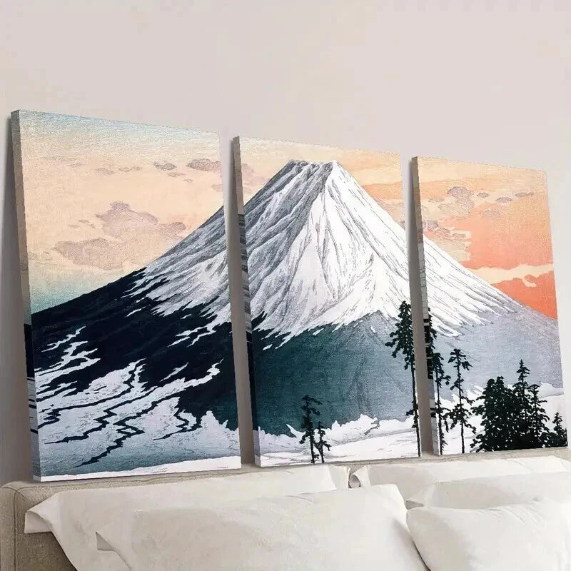3pcs Mount Fuji Mountain Scenery Decoration Wall Art Set Canvas Framed 40x60cm - High Quality Print 100% Australian Made Wall Canvas Ready to Hang