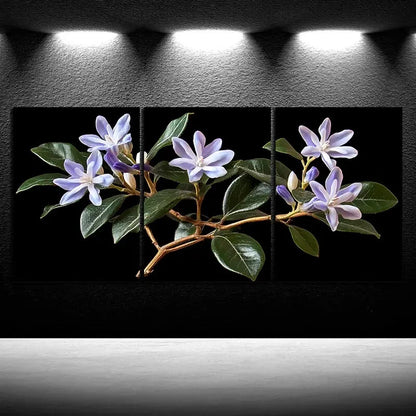 3pcs Green Leaves and Flowers Metal Print Ready to Hang Art