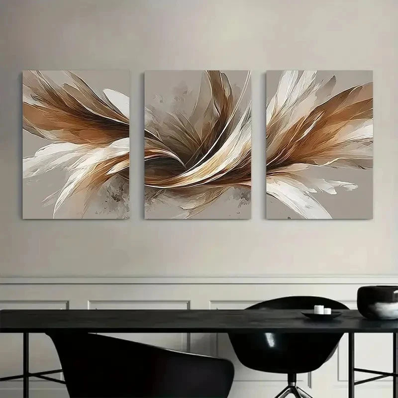 3pcs Abstract Flowing Design Digital Art Prints Metal Print Ready to Hang Art