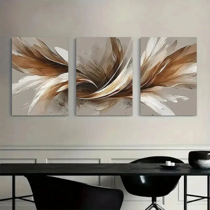 3pcs Abstract Flowing Design Digital Art Prints Metal Print Ready to Hang Art