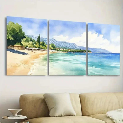 3pcs Zlatni Rat Croatia Wall Art Set Canvas Unframed - High Quality Print 100% Australian Made Wall Canvas