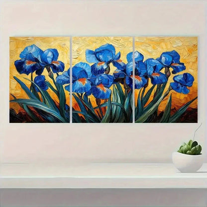 3pcs Van Gogh Inspired Irises Modern Metal Print Ready to Hang Art