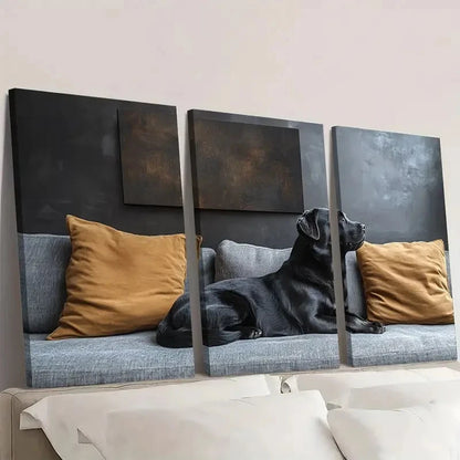 3pcs Modern Dog & Cat Silhouette Wall Art Set Canvas Framed 40x60cm - High Quality Print 100% Australian Made Wall Canvas Ready to Hang