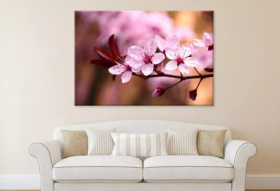 Peach Tree Branch With Blossom Wall Art Decor 100% Australian Made