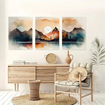 3pcs Mountain Landscape Nature Décor Perfect Wall Art Set Canvas Framed 40x60cm - High Quality Print 100% Australian Made Wall Canvas Ready to Hang