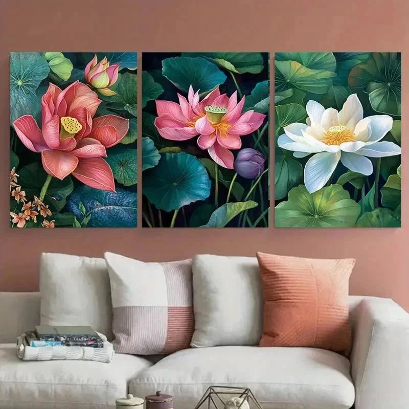 3pcs Sri Lanka Tropical Décor Floral Perfect Wall Art Set Canvas Framed 60x90cm - High Quality Print 100% Australian Made Wall Canvas Ready to Hang