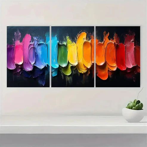 3pcs Contemporary Painting Colorful FR Wall Art Set Canvas Unframed - High Quality Print 100% Australian Made Wall Canvas