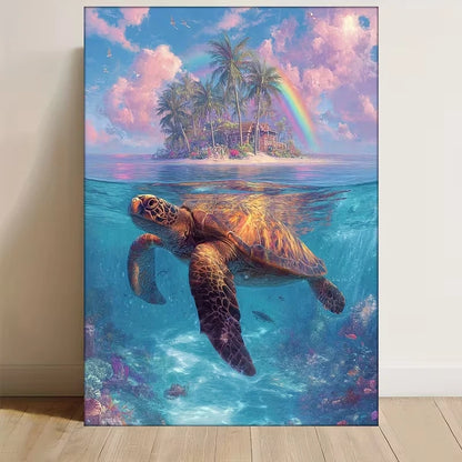 Tropical Sea Turtle Ocean 60x90cm Metal Print Ready to Hang