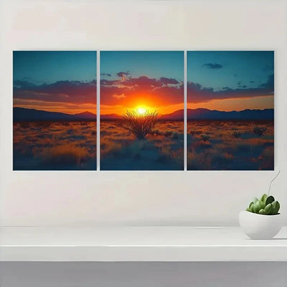 3pcs Sunset Cactus Desert Landscape Metal Print Ready to Hang Art