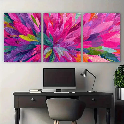 3pcs Abstract Colorful Pink Painting Wall Art Canvas Unframed - High Quality Print 100% Australian Made Wall Canvas