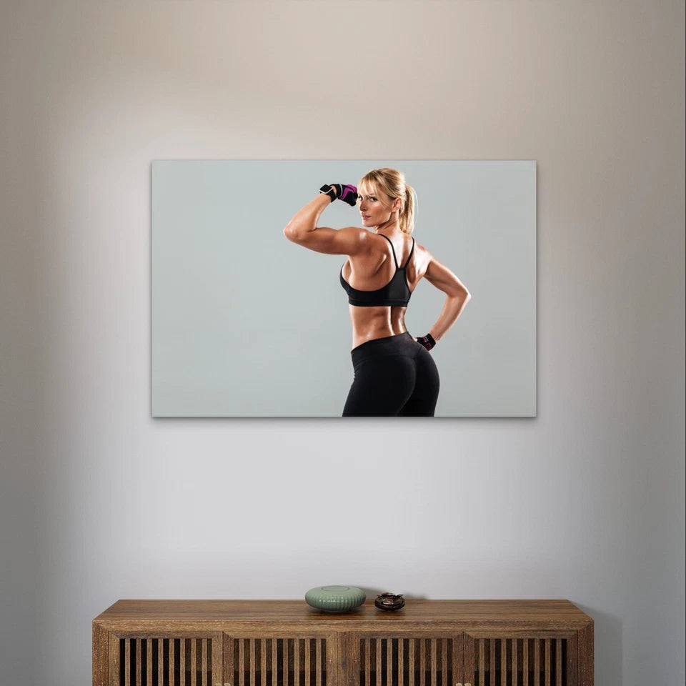 Athletic Woman Flexing Biceps Muscle 5mm Plastic Poster Ready to Hang 90x60cm