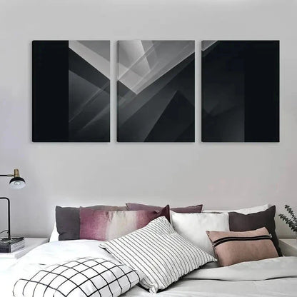3pcs Black & White Geometric Art Design   Wall Art Set Canvas Framed 60x90cm - High Quality Print 100% Australian Made Wall Canvas Ready to Hang