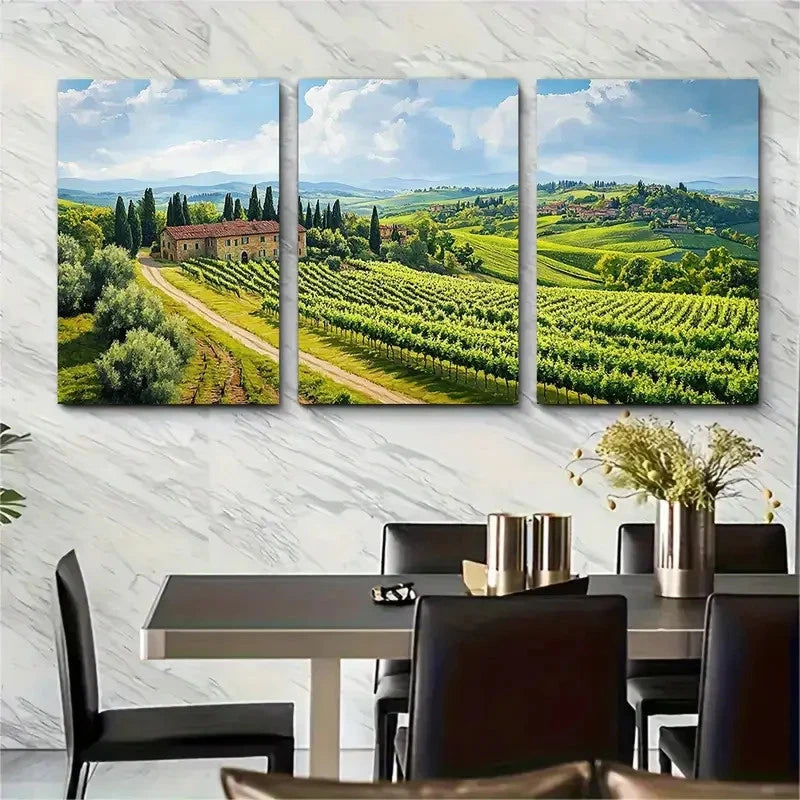 3pcs Tuscany Painting Italian Country Perfect Wall Art Set Canvas Framed 60x90cm - High Quality Print 100% Australian Made Wall Canvas Ready to Hang