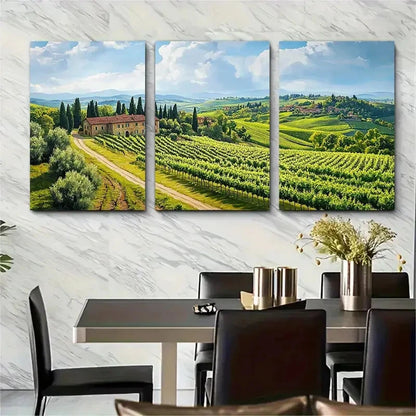 3pcs Tuscany Painting Italian Country Perfect Wall Art Set Canvas Framed 60x90cm - High Quality Print 100% Australian Made Wall Canvas Ready to Hang