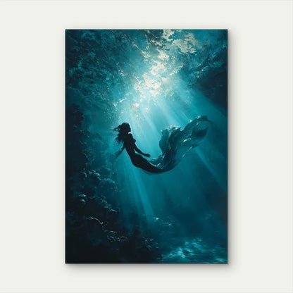 Mysterious Underwater Ethereal Mermaid 60x90cm Metal Print Ready to Hang