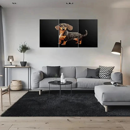 3pcs Adorable Dachshund Portrait Wall Art Set Canvas Framed 60x90cm - High Quality Print 100% Australian Made Wall Canvas Ready to Hang