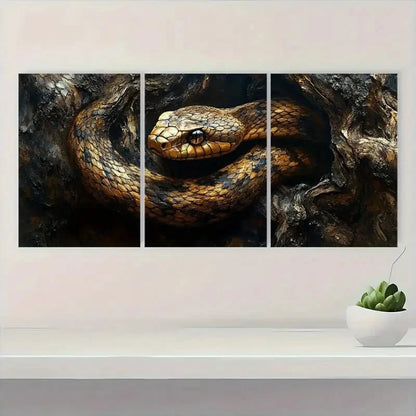 3pcs Canvas Snake Painting Artistic E Wall Art Set Canvas Framed 60x90cm - High Quality Print 100% Australian Made Wall Canvas Ready to Hang