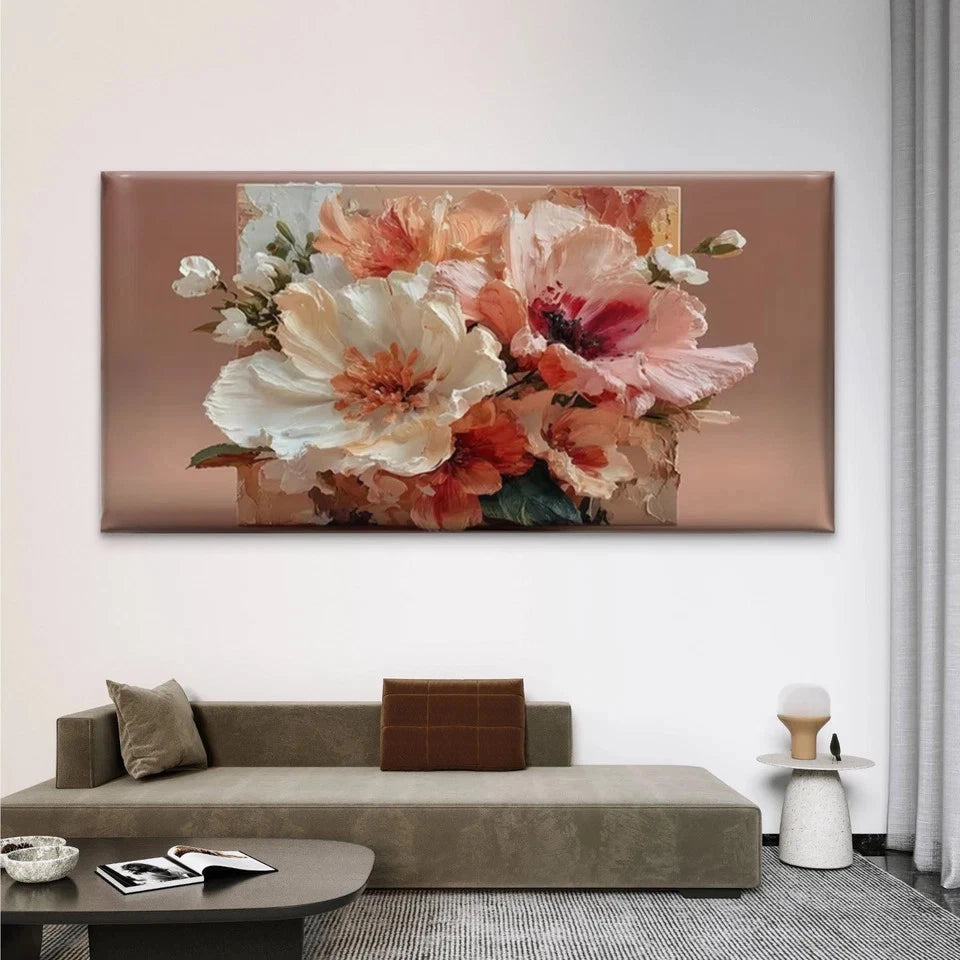 Abstract Floral Oil Painting Wall Art Canvas Office Home Room Framed 120x60cm
