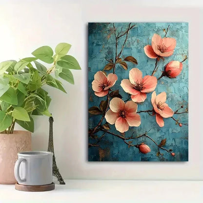 Beautiful Vintage Floral Abstract Painting 60x90cm Metal Print Ready to Hang