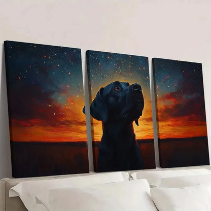 3pcs Starry Sky Dog Vibrant Colors Wall Art Set Canvas Framed 60x90cm - High Quality Print 100% Australian Made Wall Canvas Ready to Hang