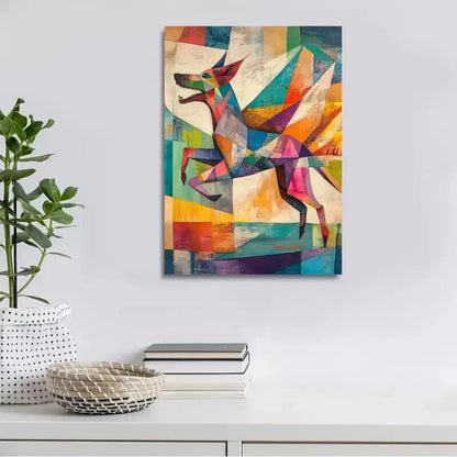 Abstract Art Running Dog Rose Painting 40x60cm Metal Print Ready to Hang