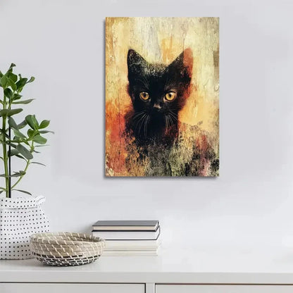 Retro Style Abstract Long Tail Kitten Painting 40x60cm Metal Print Ready to Hang