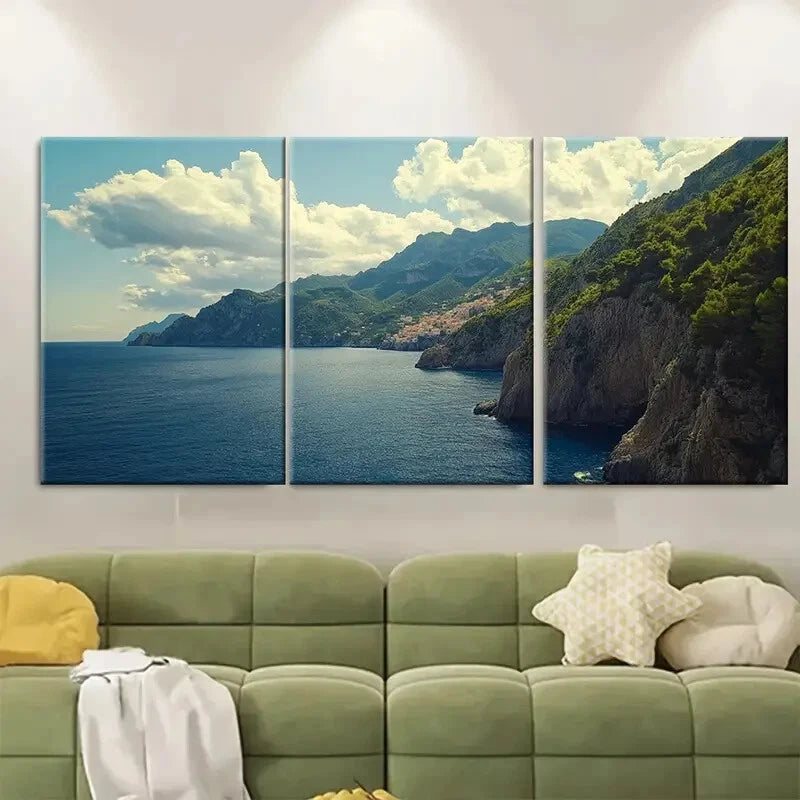 3pcs Amalfi and Cinque Terre Italy Coastline Metal Print Ready to Hang Art
