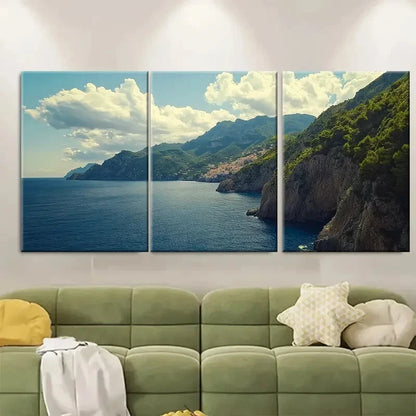 3pcs Amalfi and Cinque Terre Italy Coastline Metal Print Ready to Hang Art