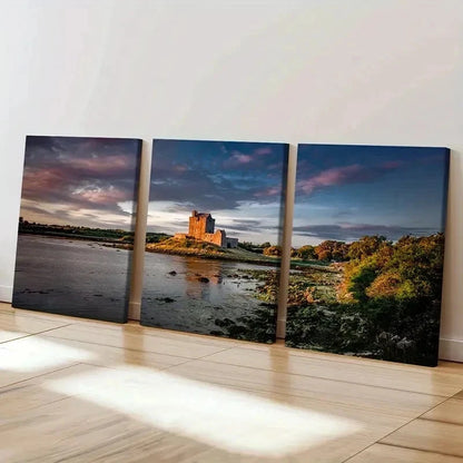3pcs Forest Lake House Natural Landscape Wall Art Set Canvas Framed 40x60cm - High Quality Print 100% Australian Made Wall Canvas Ready to Hang