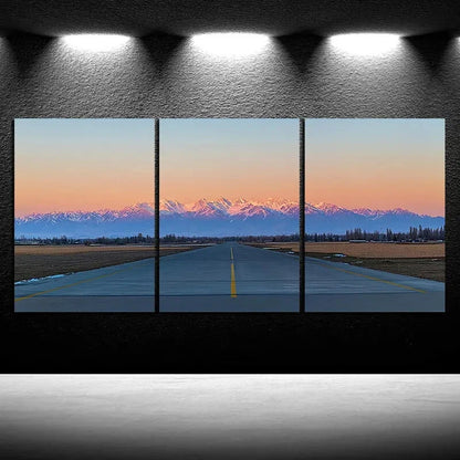 3pcs Sunset Glow Highway Road Trio Metal Print Ready to Hang Art